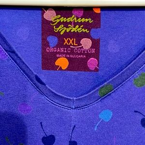 Gudrun Sjõdén tunic w cherries print in indigo/purple